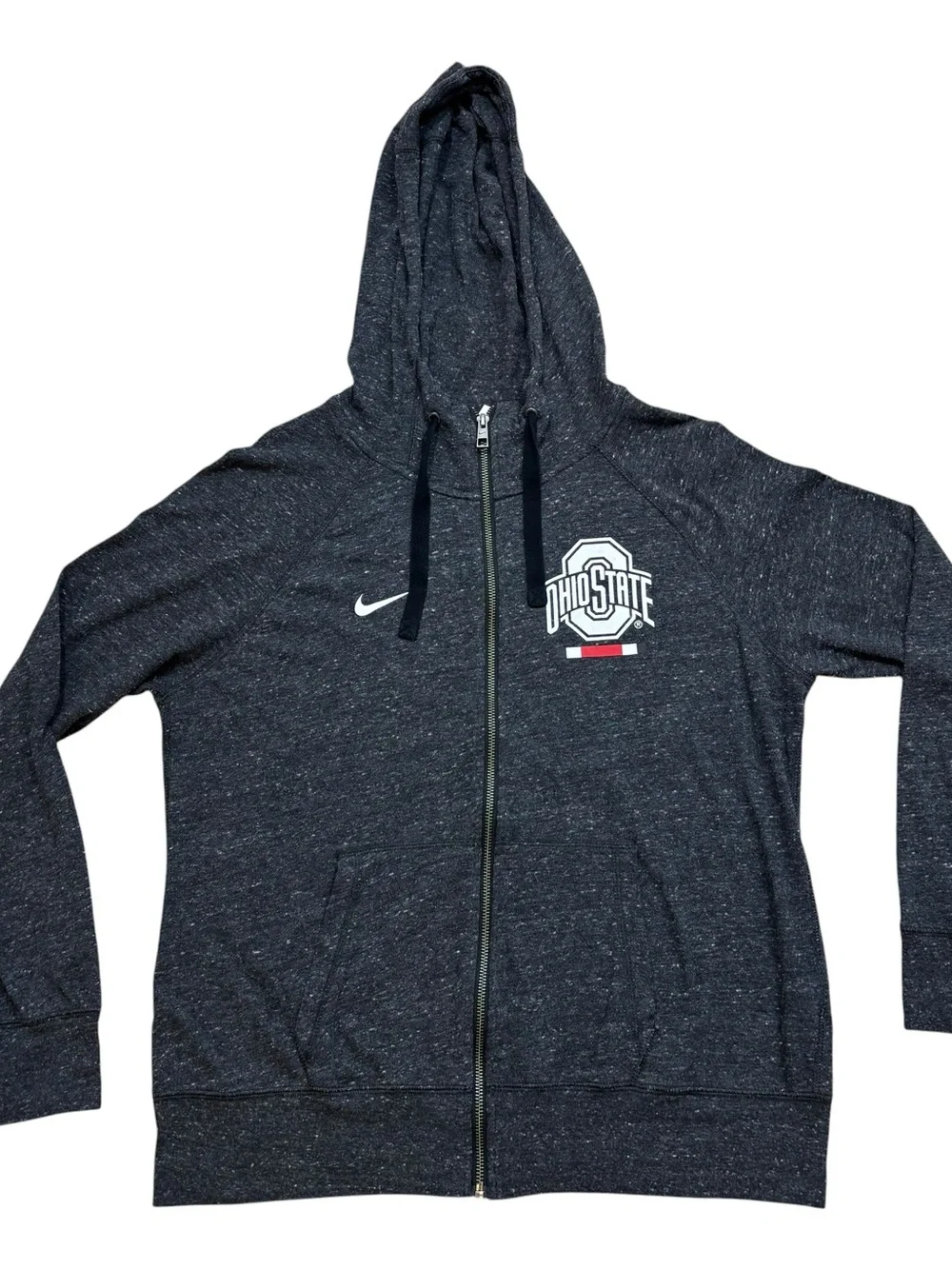 Ladies Nike Heather Black Ohio State Full Zip Lightweight‎ Hoodie Size Large